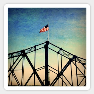 Stars and Stripes Flying Over Mississippi River Sticker